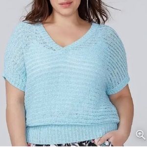 Lane Bryant Open Knit Beachy Sweater Size 18/20 Aqua Blue